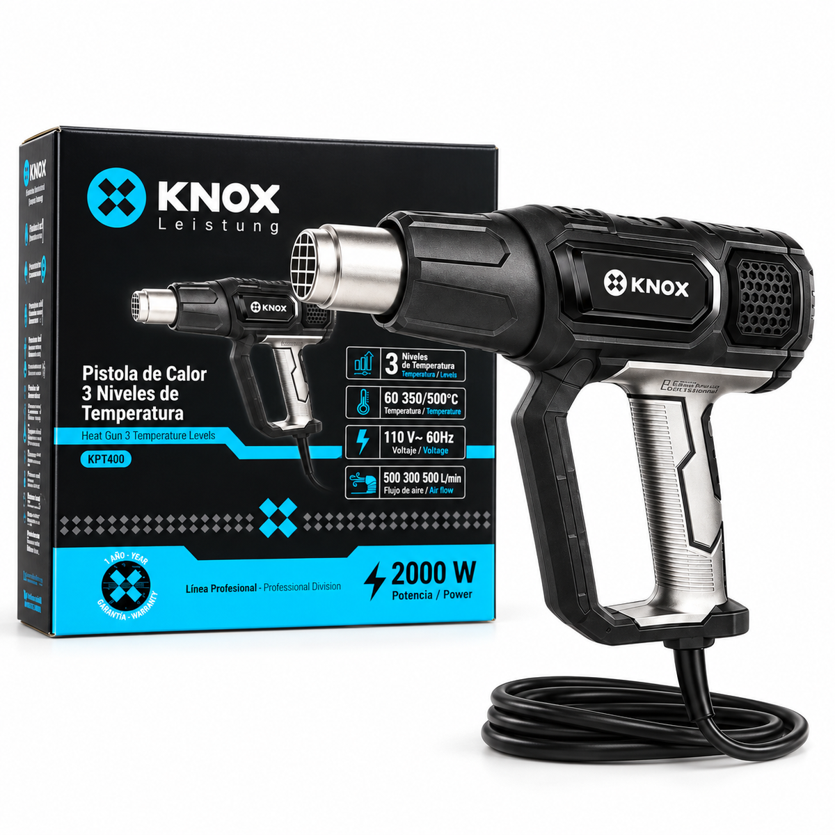 Pistola de Calor KNOX KPT400 2000W 110V 3 Temperaturas