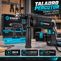 Taladro KNOX 850W de Velocidad Variable 0–3.000 RPM