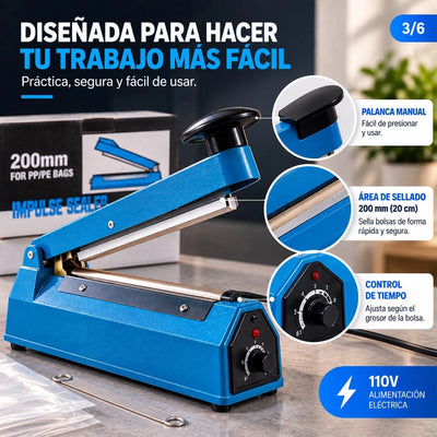 Selladora Eléctrica para Bolsas Plásticas 200 mm 110V