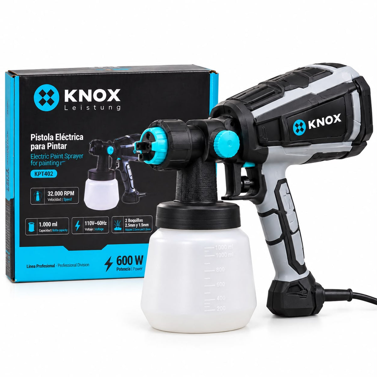 Pistola Eléctrica para Pintar Knox KPT402 600W 1000 ml