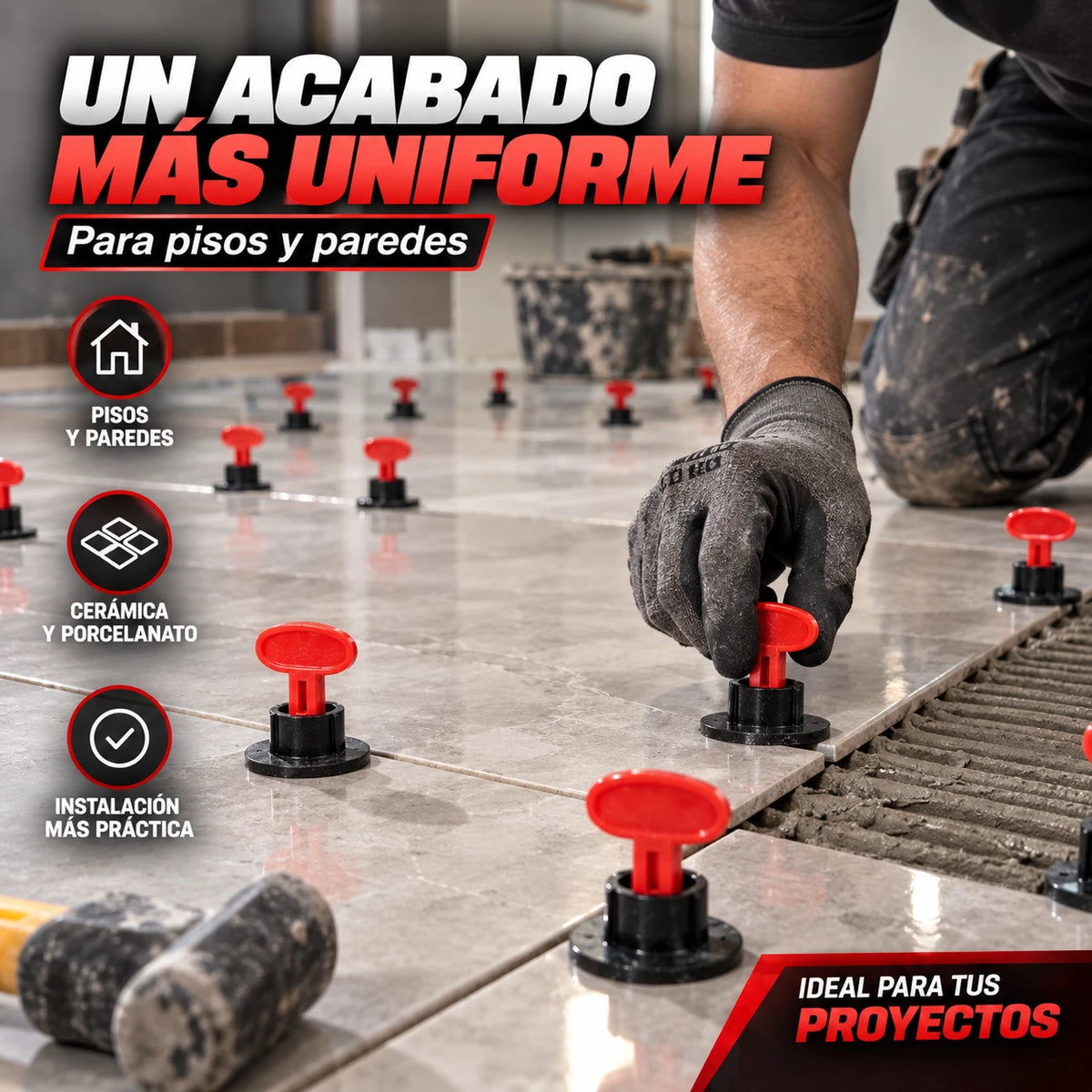 Niveladores Reutilizables para Cerámica y Porcelanato – 50 Piezas