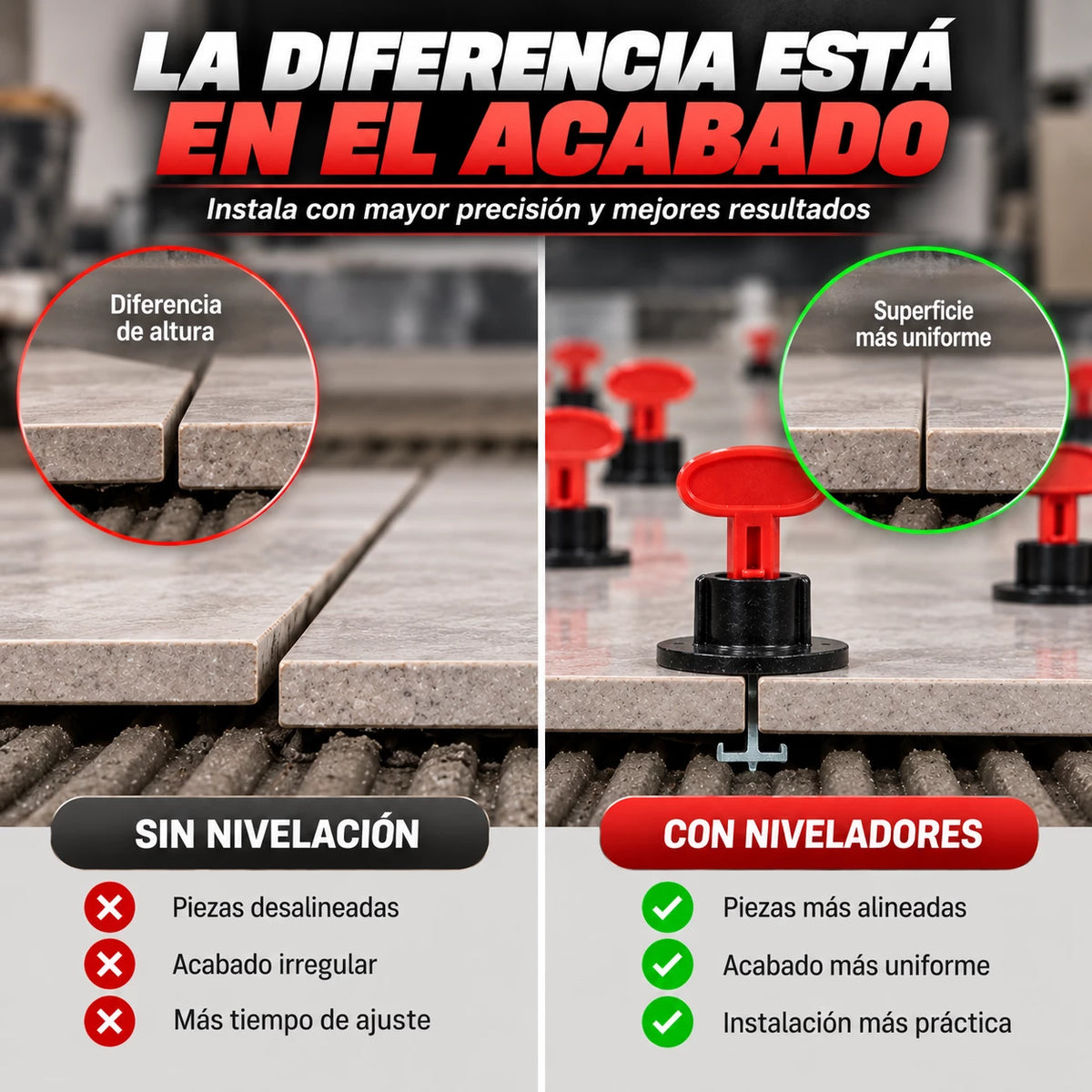 Niveladores Reutilizables para Cerámica y Porcelanato – 50 Piezas