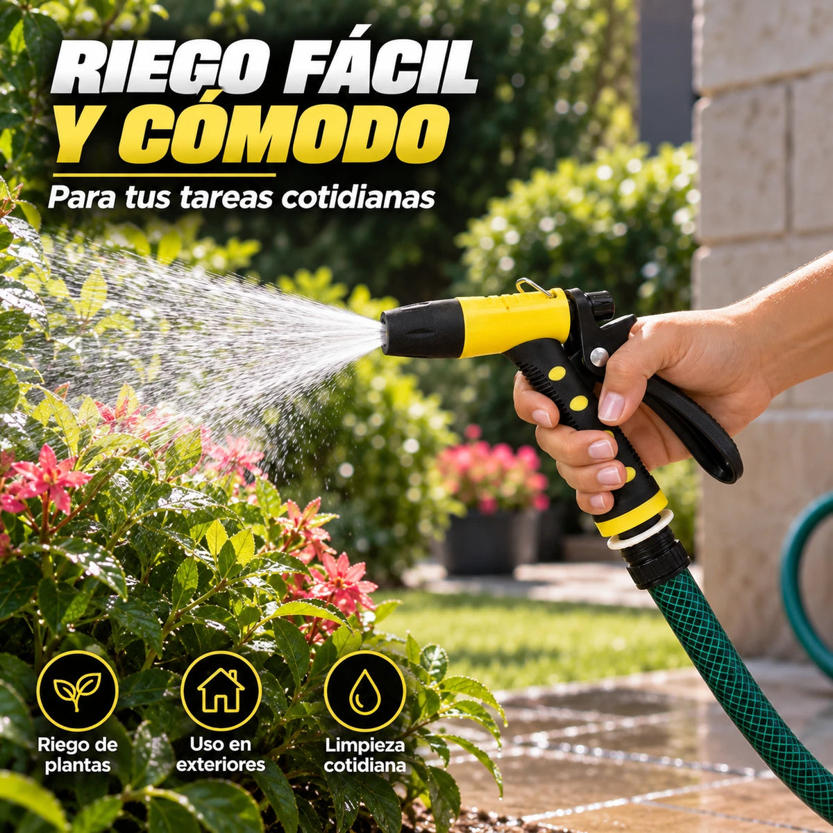 Pistola Jardinera para Manguera con Boquilla Regulable y Gatillo