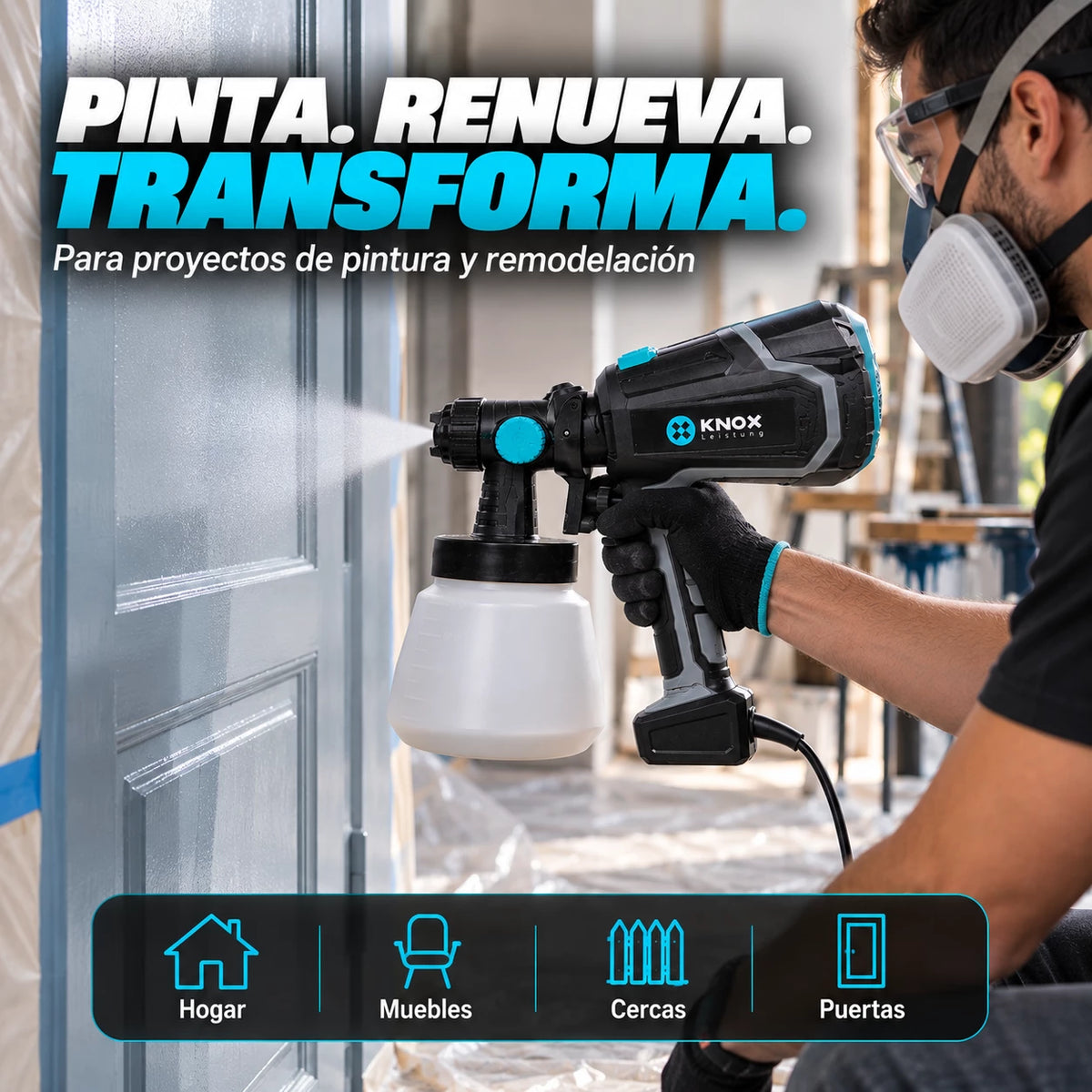 Pistola Eléctrica para Pintar Knox KPT402 600W 1000 ml