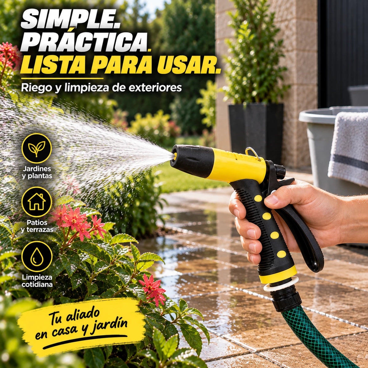 Pistola Jardinera para Manguera con Boquilla Regulable y Gatillo