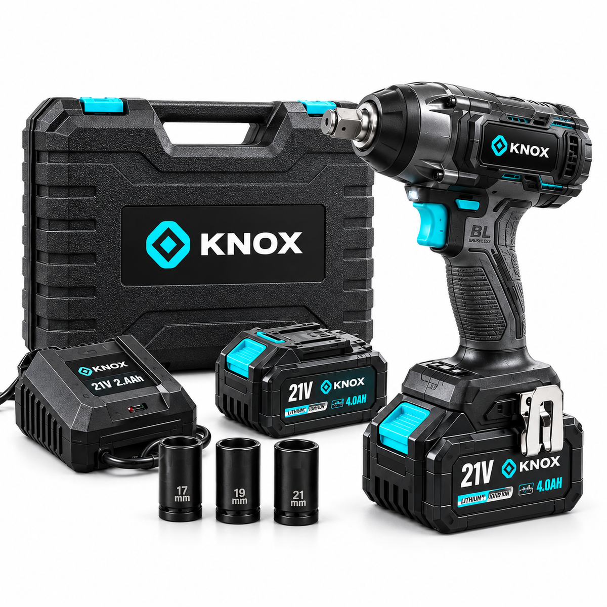 Llave de Impacto Inalámbrica KNOX 21V 350 Nm 1/2” con 2 Baterías