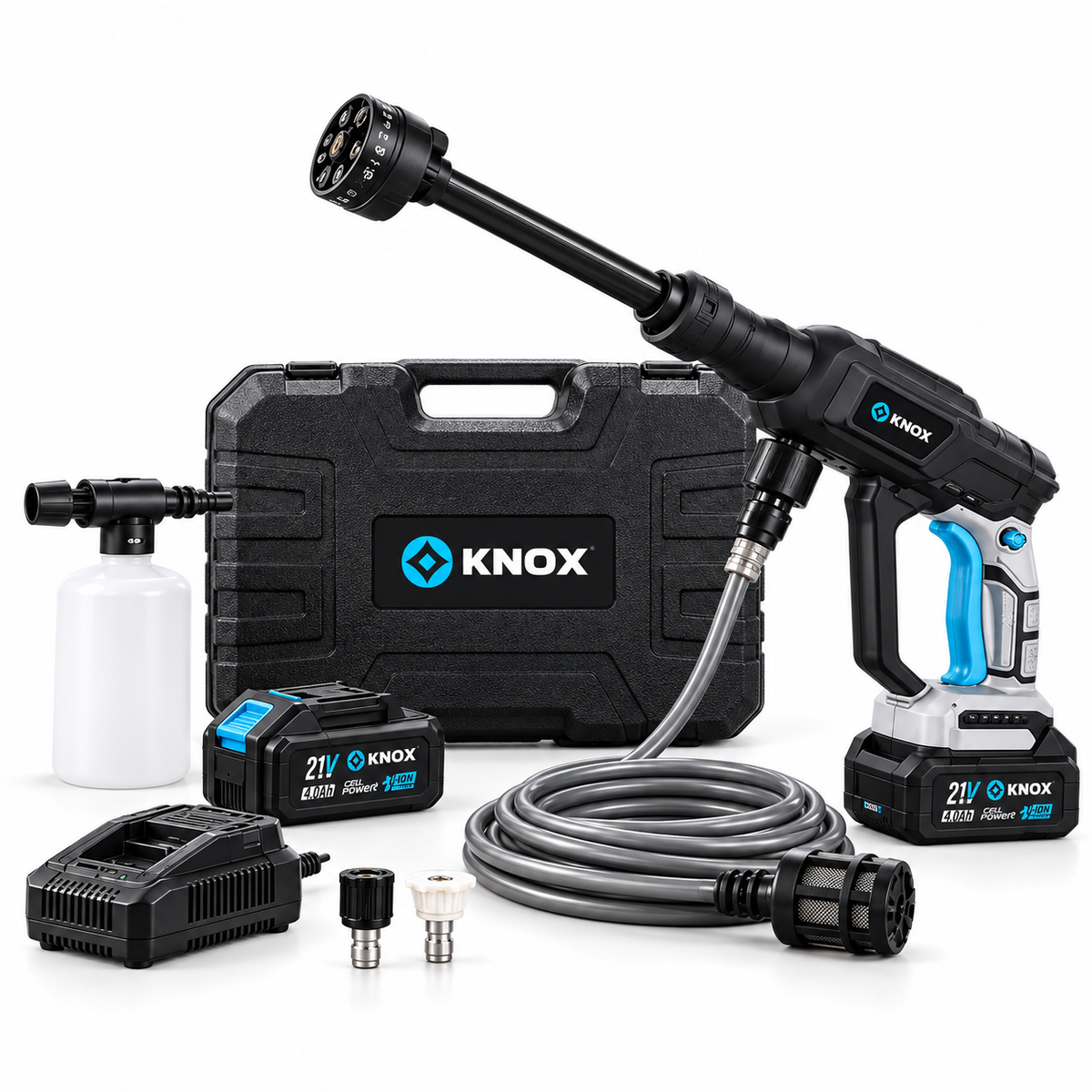 Hidrolavadora Inalámbrica KNOX 21V 500 PSI con 2 Baterías 4.0 Ah