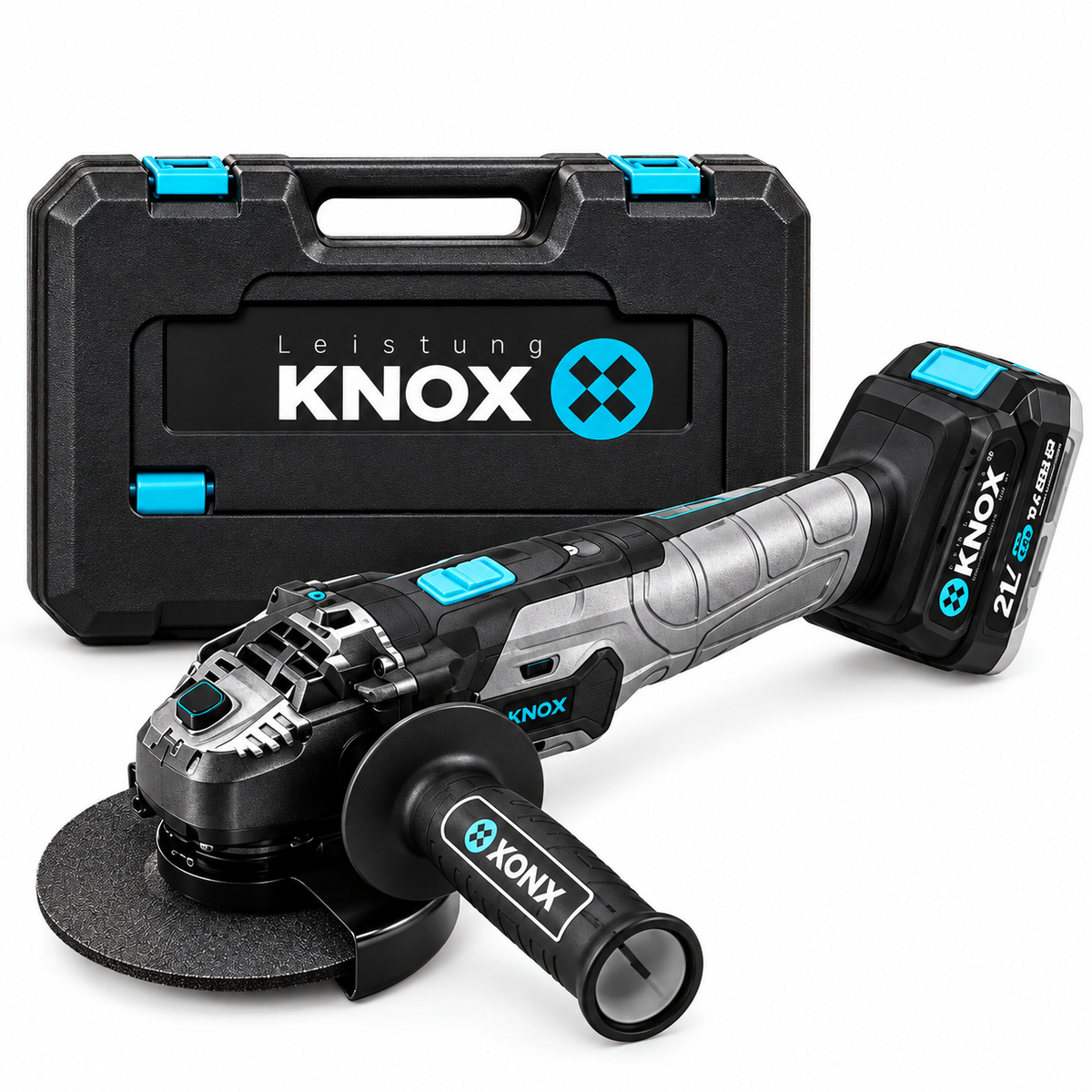 Pulidora Angular Inalámbrica KNOX 4-1/2" 21V con Batería y Maletín