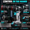 Taladro Percutor Inalámbrico KNOX 21V Brushless 45 Nm con 2 Baterías