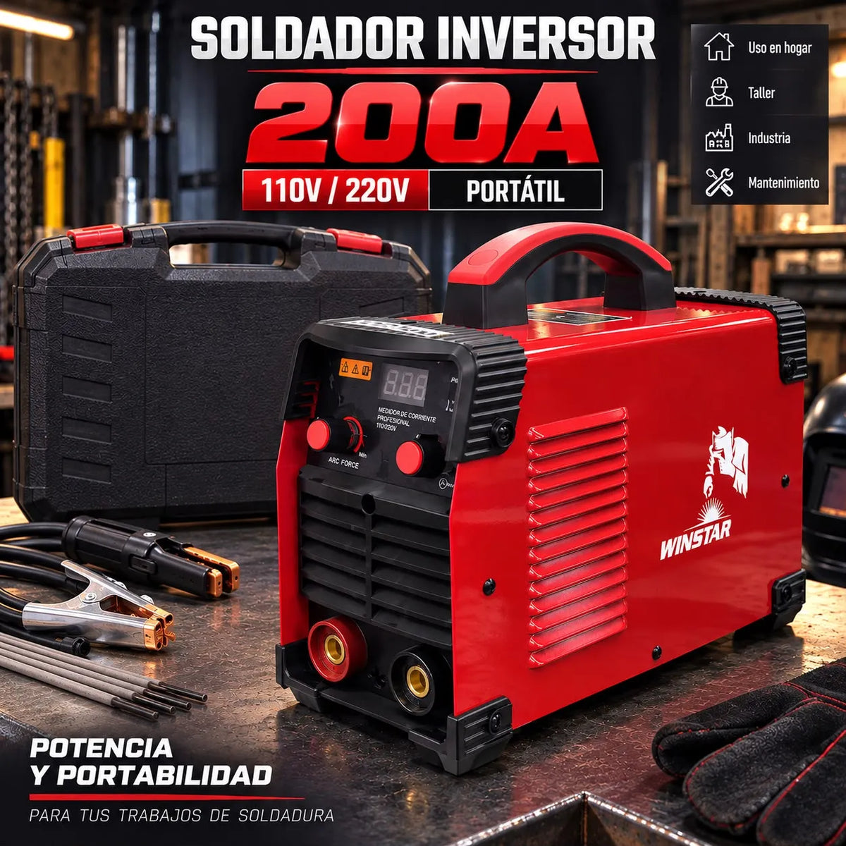 Soldador Inversor Winstar 200A 110V / 220V Portátil