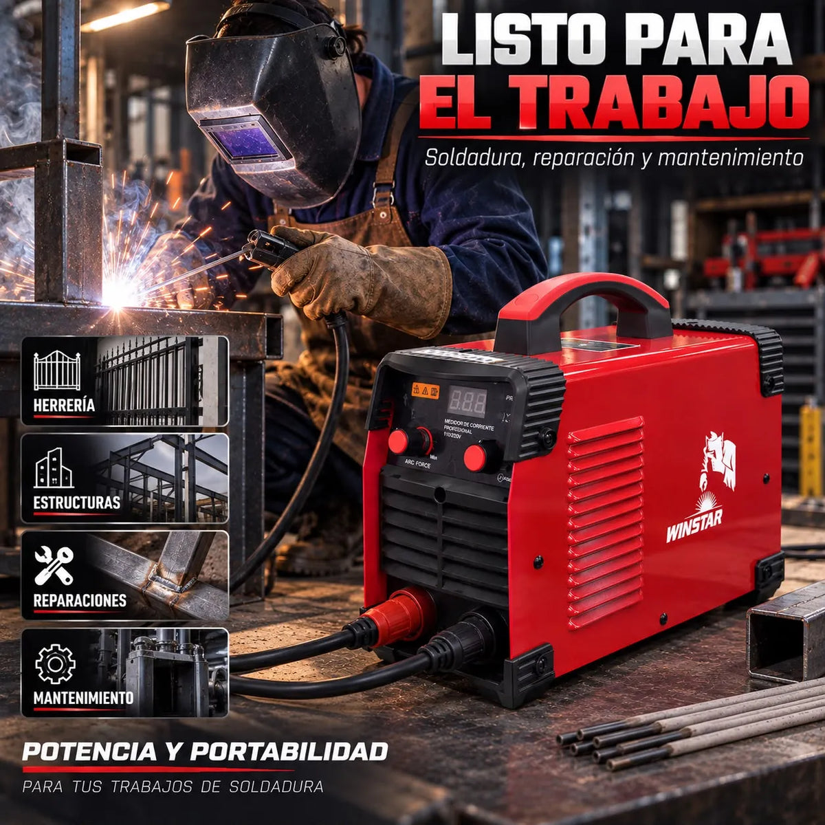 Soldador Inversor Winstar 200A 110V / 220V Portátil