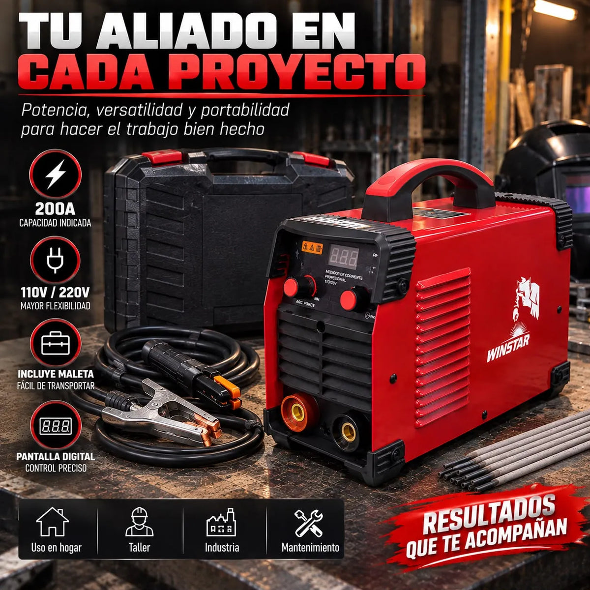 Soldador Inversor Winstar 200A 110V / 220V Portátil