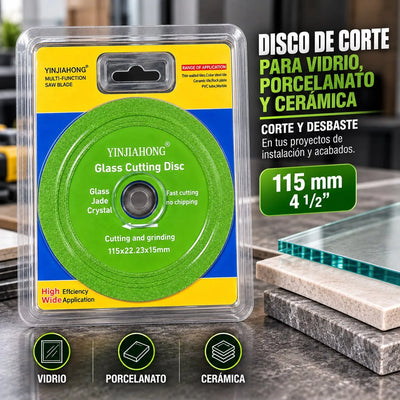 Disco de Corte y Desbaste 115 mm para Vidrio, Porcelanato y Cerámica