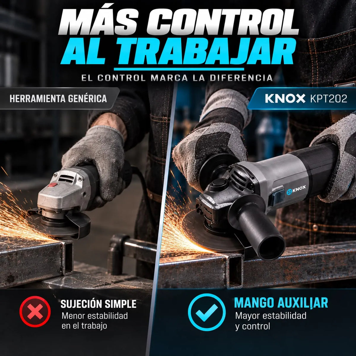 Pulidora Angular KNOX KPT202 4-1/2" 850W 11.000 RPM 110V