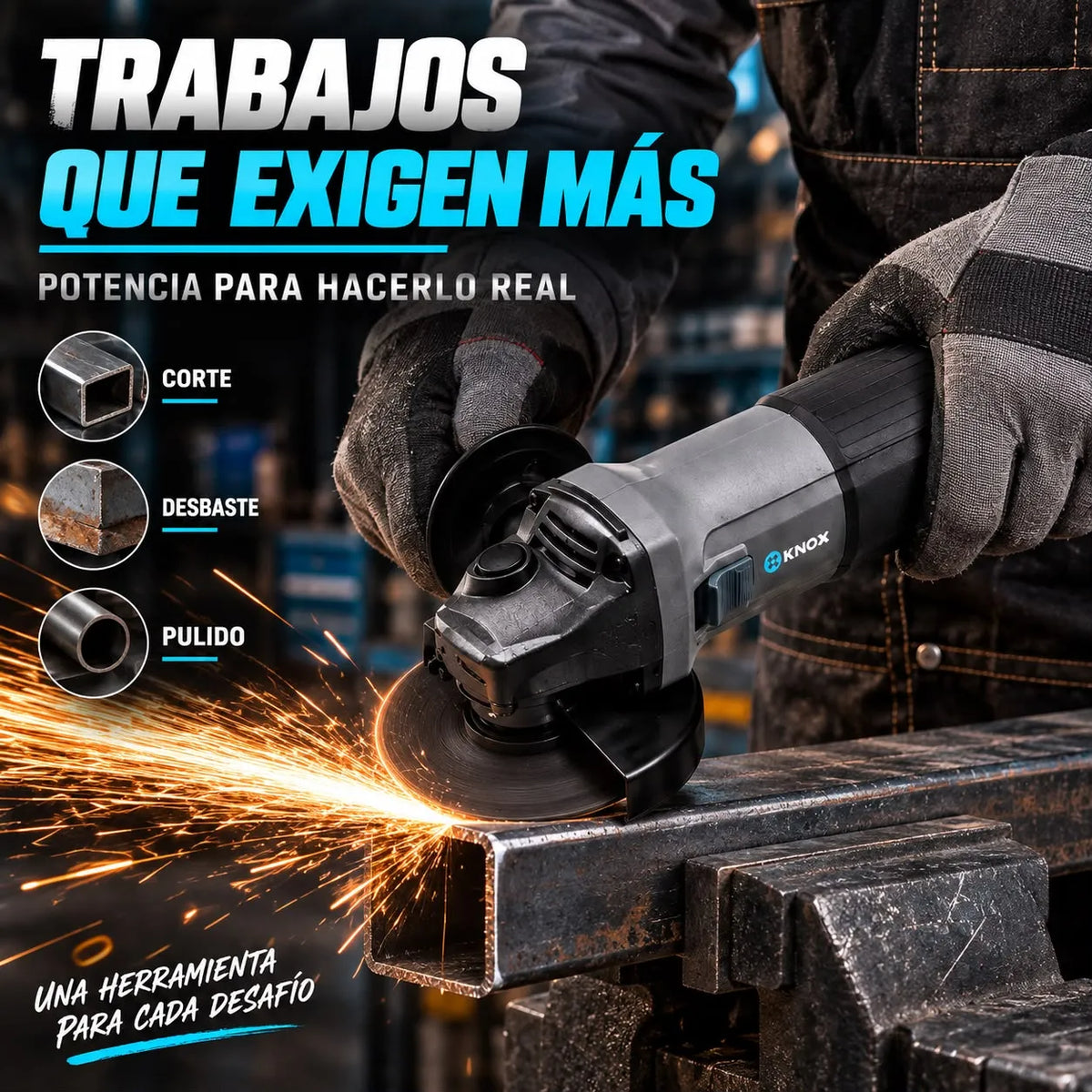 Pulidora Angular KNOX KPT202 4-1/2" 850W 11.000 RPM 110V