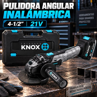 Pulidora Angular Inalámbrica KNOX 4-1/2" 21V con Batería y Maletín