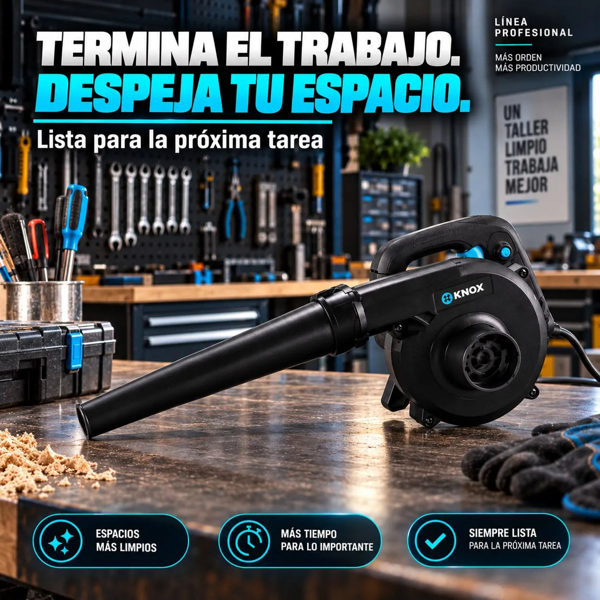 Sopladora Eléctrica KNOX 650W 110V Velocidad Variable 16.000 RPM