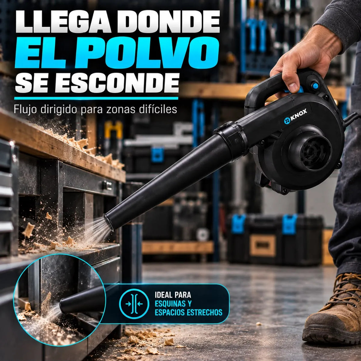 Sopladora Eléctrica KNOX 650W 110V Velocidad Variable 16.000 RPM