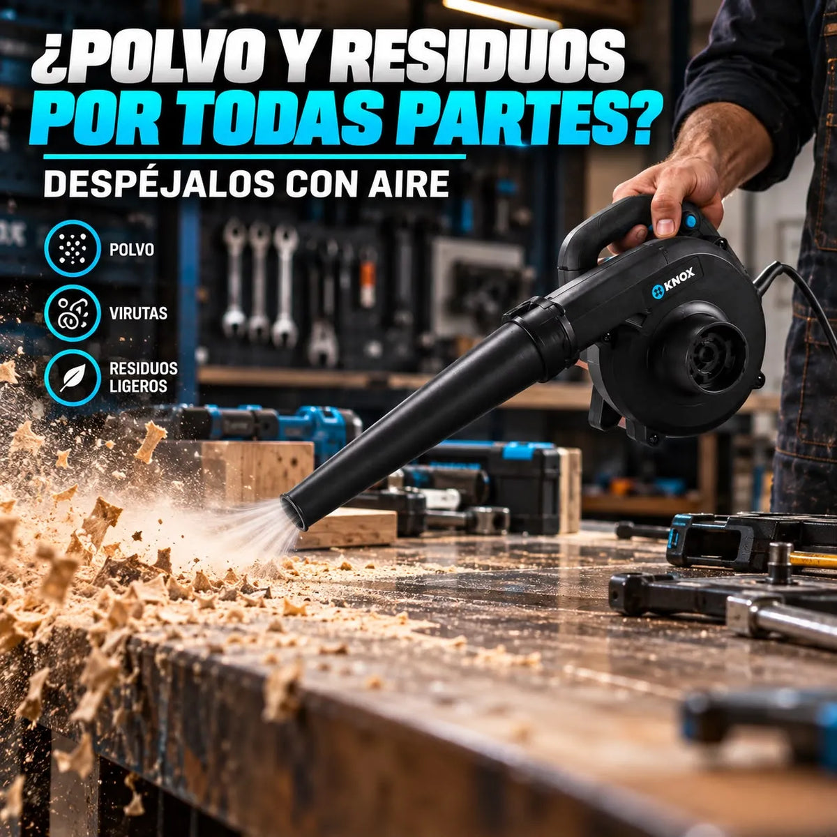 Sopladora Eléctrica KNOX 650W 110V Velocidad Variable 16.000 RPM