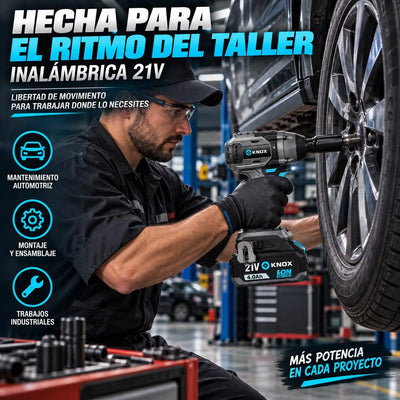 Llave de Impacto Inalámbrica KNOX 21V 350 Nm 1/2” con 2 Baterías