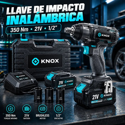 Llave de Impacto Inalámbrica KNOX 21V 350 Nm 1/2” con 2 Baterías