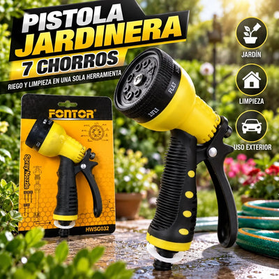 Pistola Jardinera Fontor de 7 Chorros para Riego y Limpieza