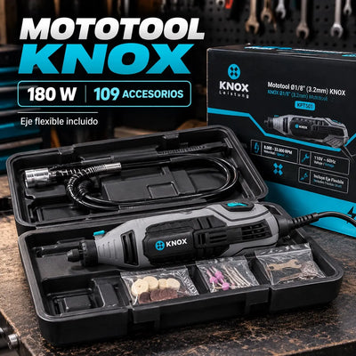 Mototool KNOX KPT501 180W con 109 Accesorios y Eje Flexible