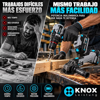 Combo KNOX 21V Taladro Percutor y Pulidora Brushless con 2 Baterías