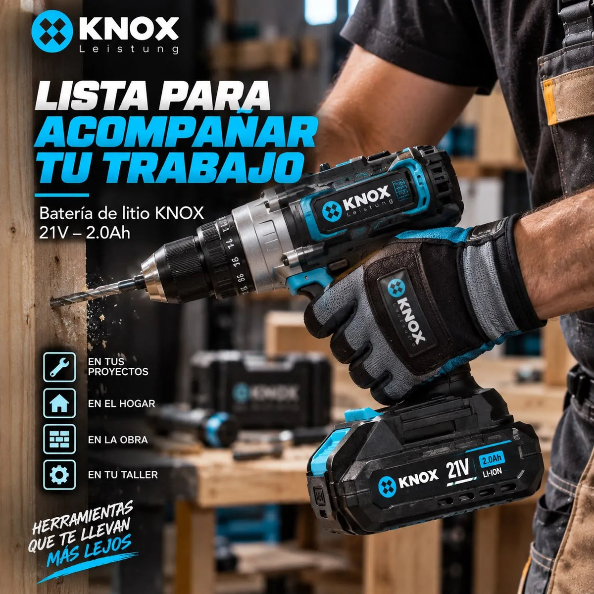 Batería KNOX 21V 2,0Ah Li-Ion con Puerto Tipo C KPTBT02