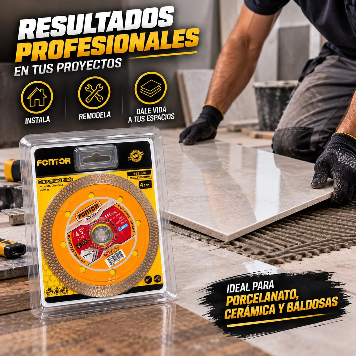 Disco Diamantado Fontor Ultradelgado 115 mm para Porcelanato y Cerámica