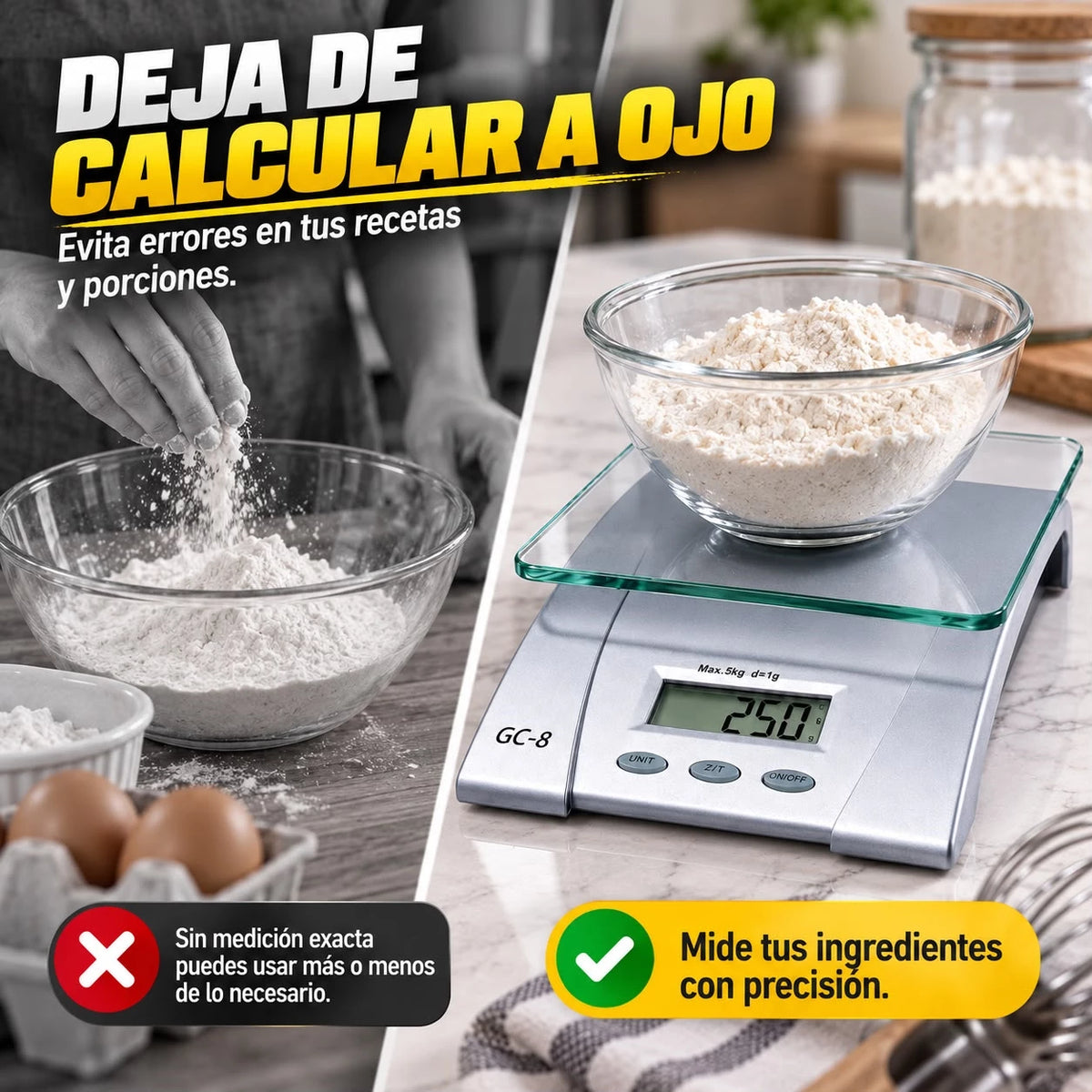 Gramera Digital de Cocina GC-8 5 kg con Precisión de 1 g