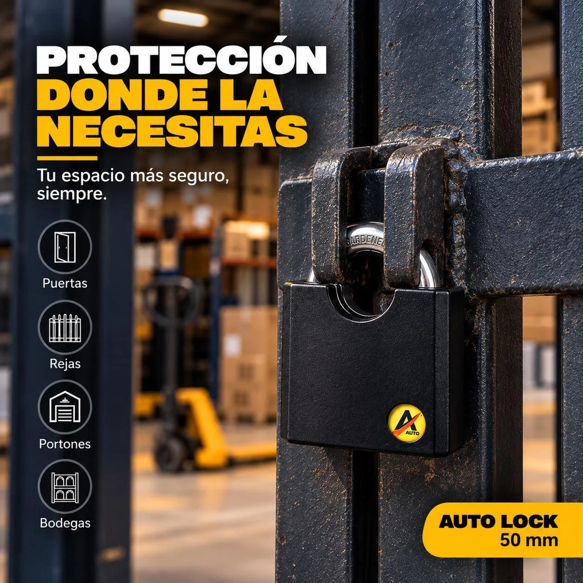 Candado Anticizalla Auto Lock 50 mm con 4 Llaves