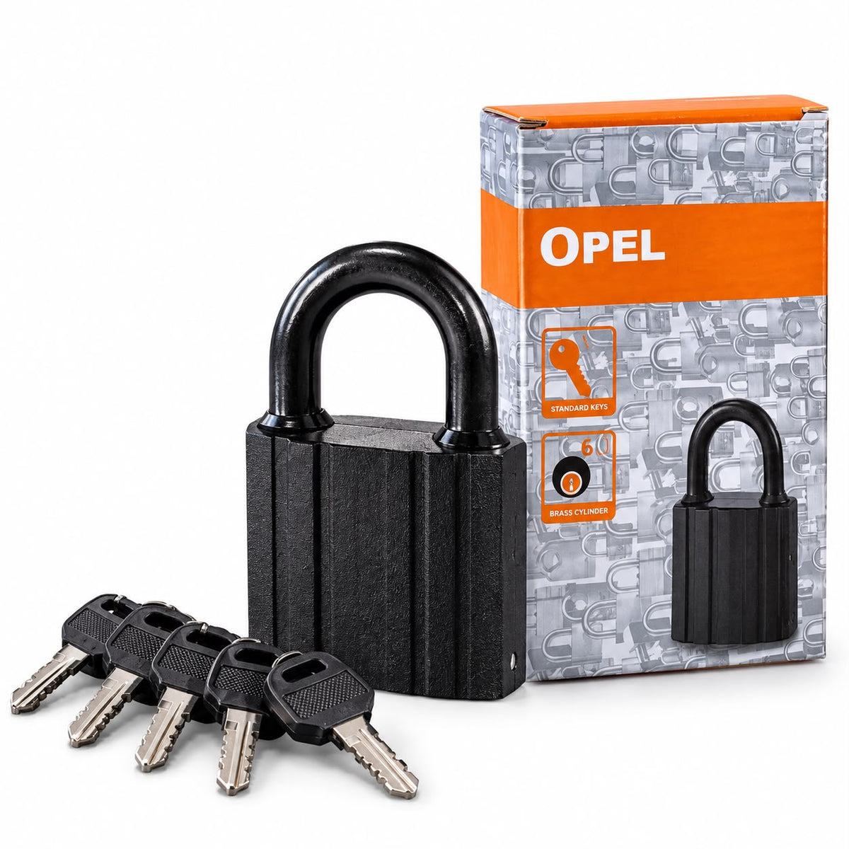Candado Opel Negro 75 mm con 5 Llaves
